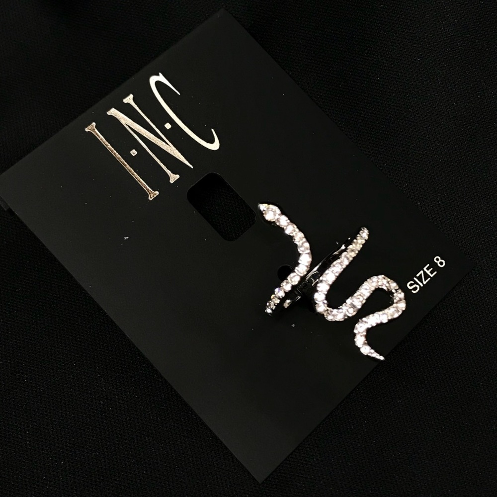 INC Snake Statement Ring with Pavé Crystals